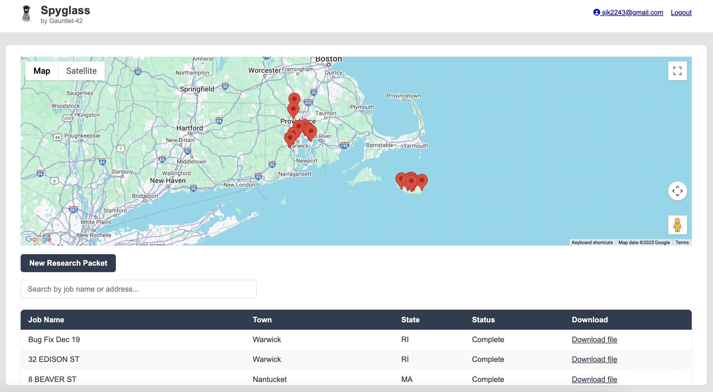 Spyglass Research Interface - Property records search and management